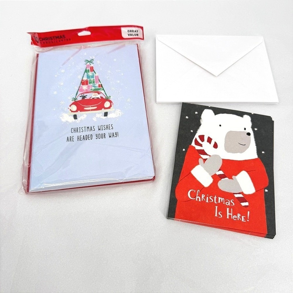Christmas Cards - Santa in Car & Polar Bear Holiday Stationery Greeting Cards